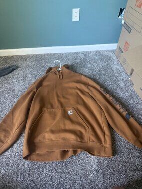 Carhartt Brown Hoodie 2XL | Loose Fit | Heavyweight Workwear Sweatshirt